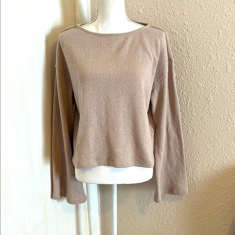 NWT Flare Sleeve Tan Knit Pullover